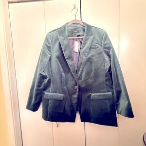 J Crew Women's Green Velvet Blazer